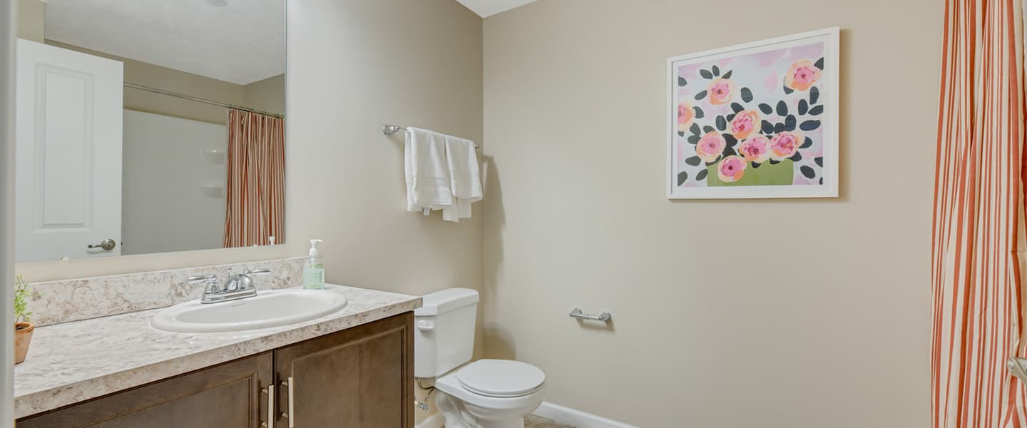 Functional bathroom with toilet and sink