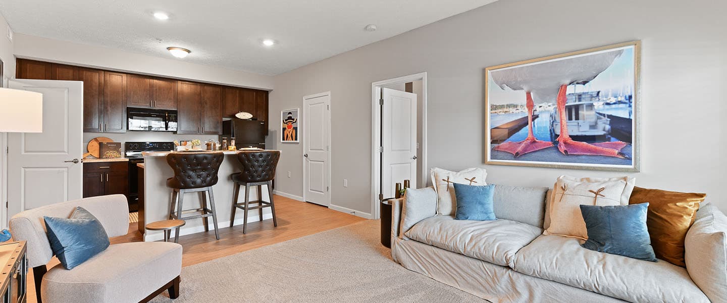 An inviting living room space complete with modern furniture and decor.