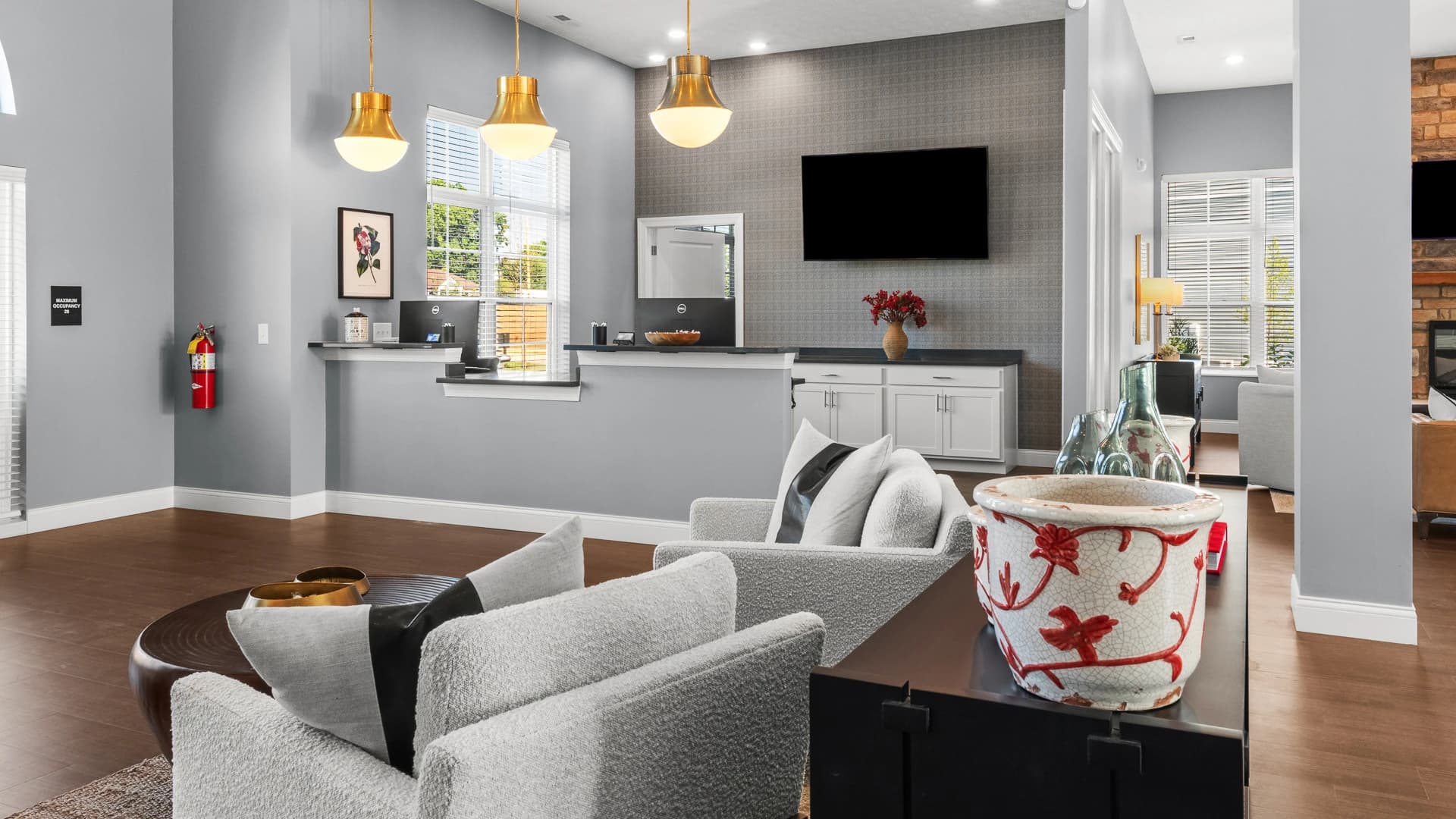 Lobby area in the Drayton Hall club house in Etna, Ohio