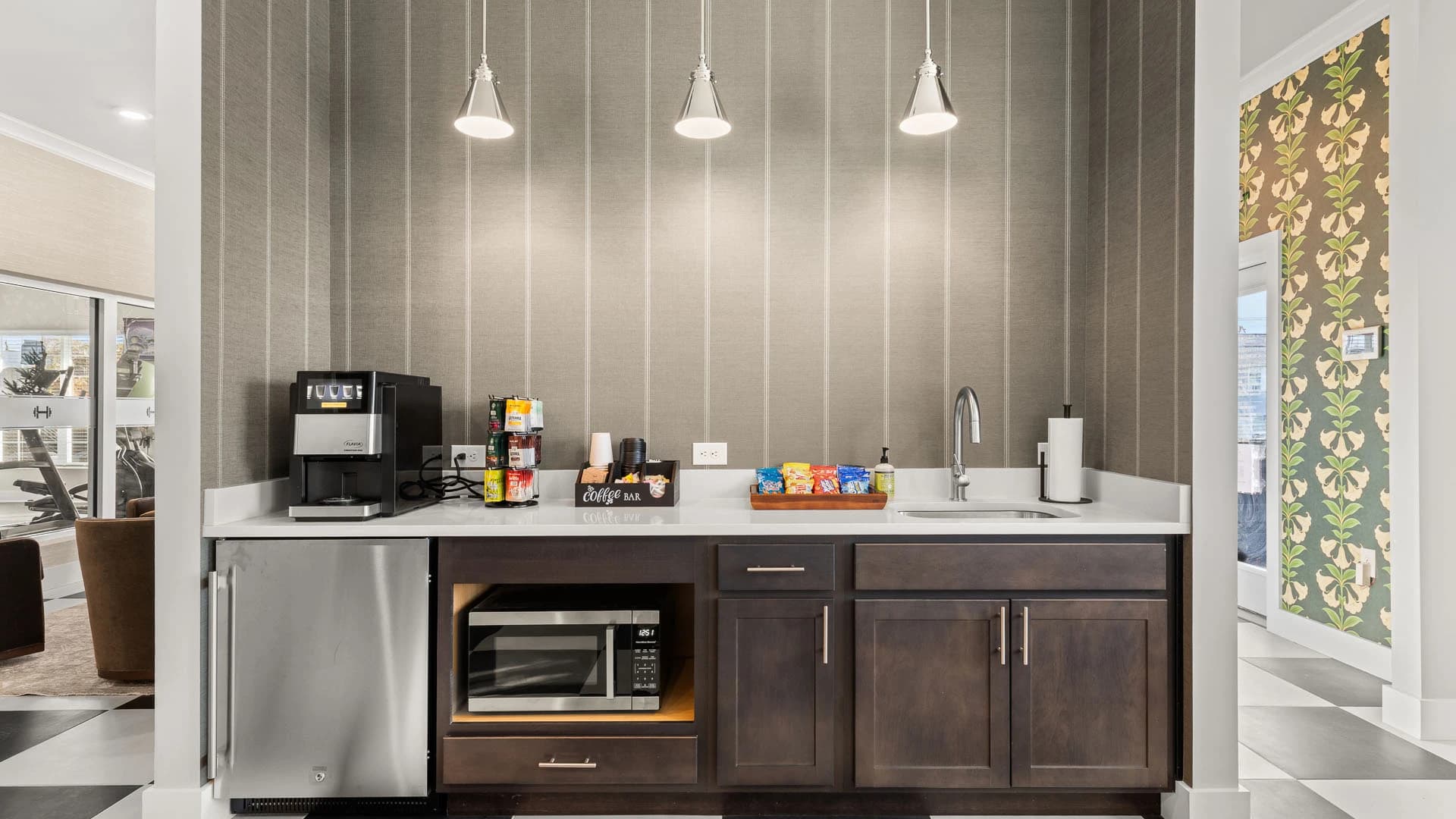 Coffee bar available to residents at a Grove City apartment complex