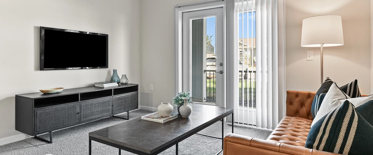 Apartment living room with access to balcony