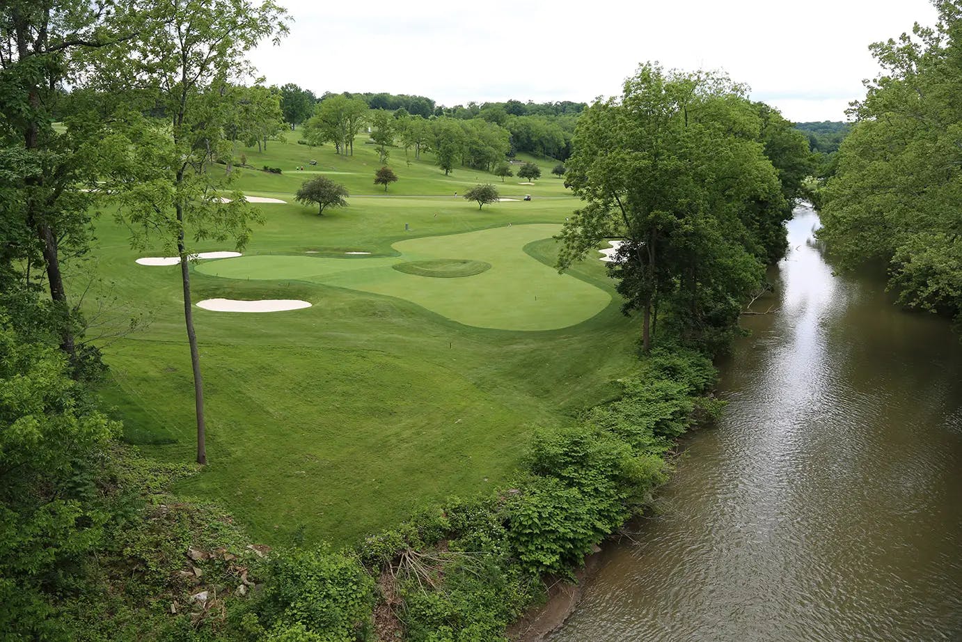Birdseye view of a golf course.